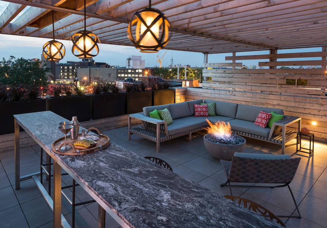 The unit comes with a 1,600-square-foot terrace that spans half the building’s roof, providing extra living space.